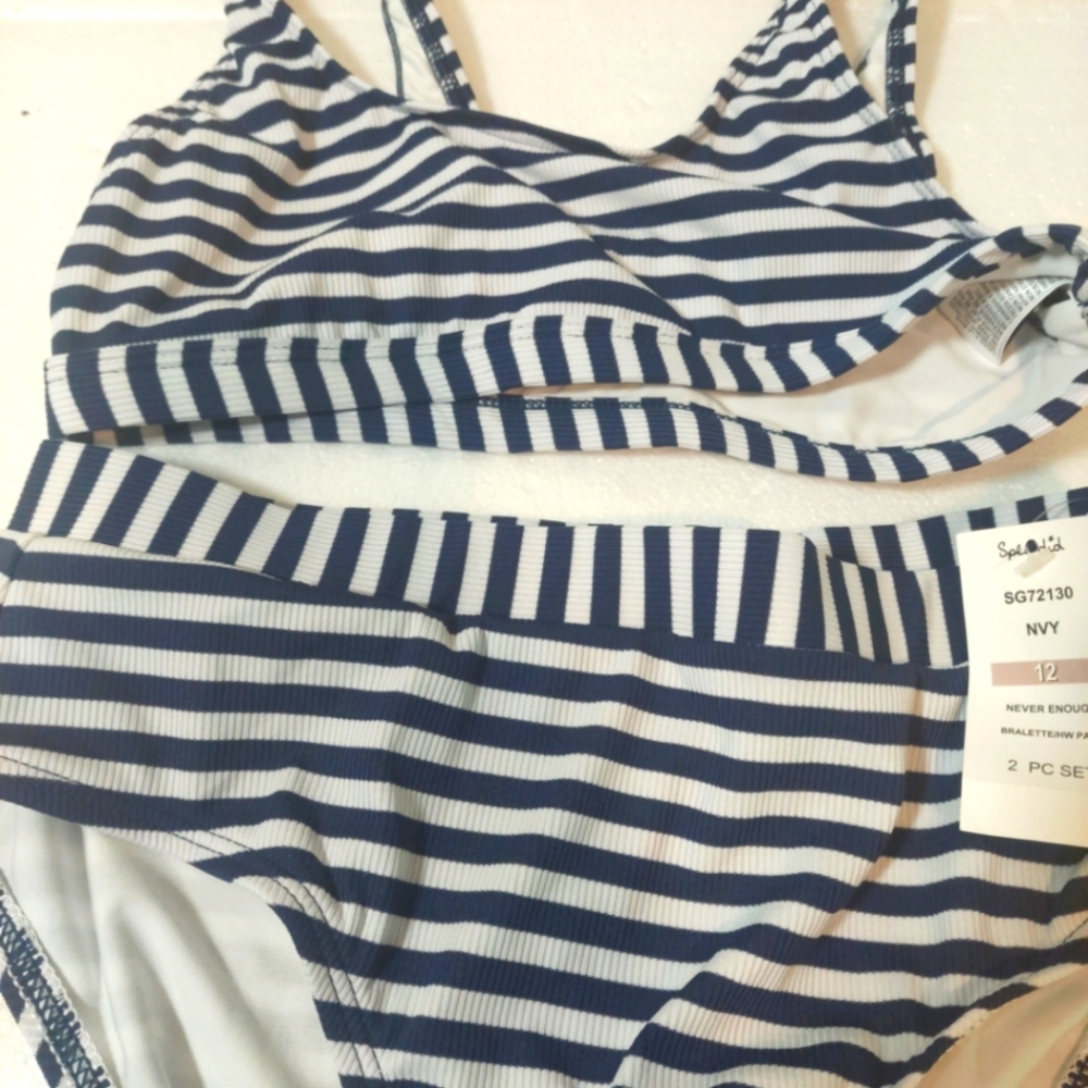 Splendid Never Enough Two Piece Swimsuit, Navy, Girls 12